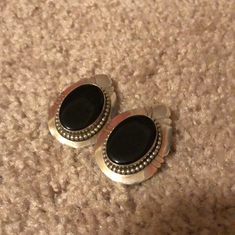 Sterling onyx earrings Navajo native